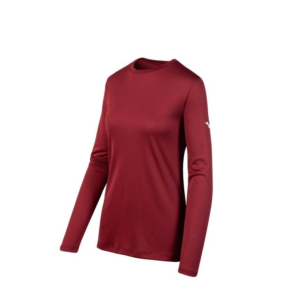 Camiseta Mizuno Long Sleeve - Mulher - Bordeaux - VNEUD8407